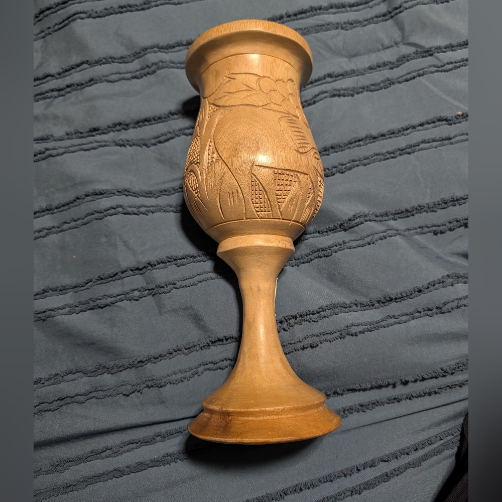 Elegant Carved Wooden Vase